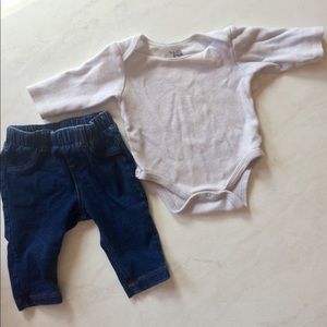 Infant Jeans & Body Suit | 0-3 Months